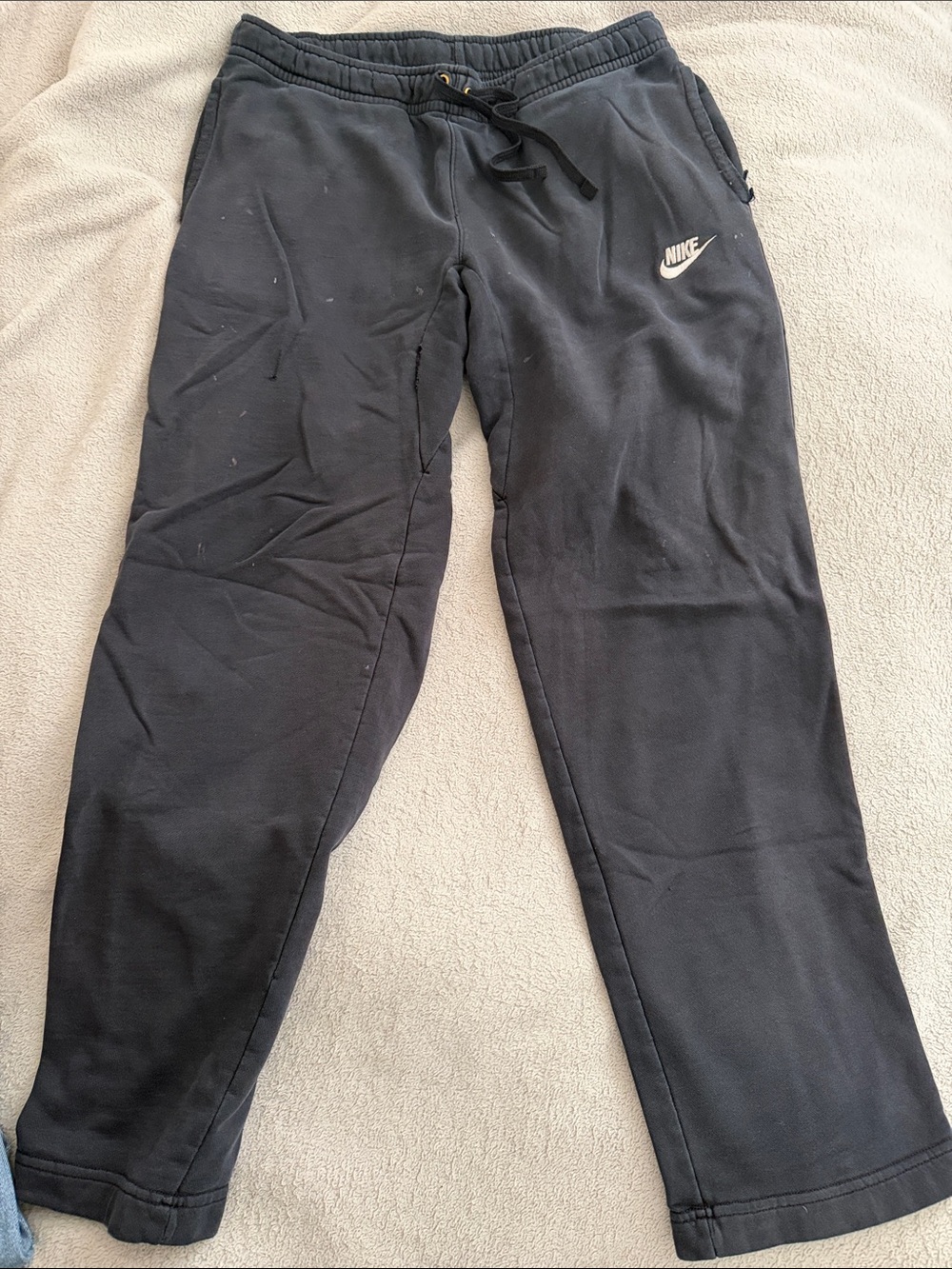 Nike Black men Fleece Joggers with White Logo